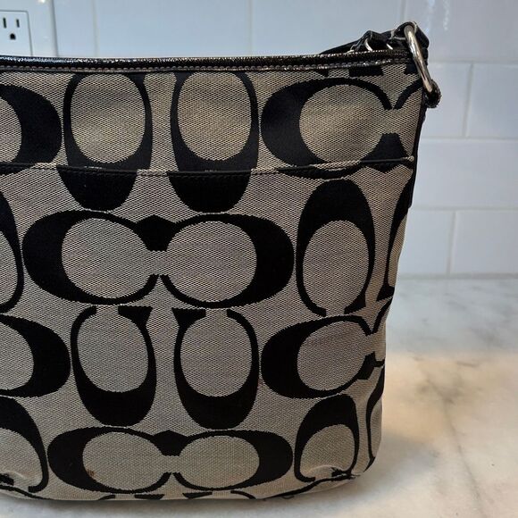 Coach Crossbody Bag Purse Handbag Signature Stripe Swing Pack Messenger Bag - Picture 6 of 16